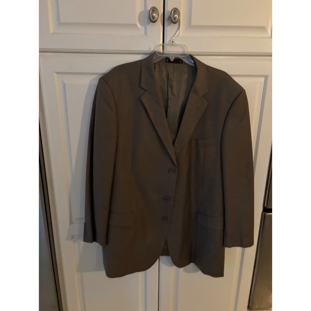 Emanuel Ungaro Mens 48R Wool Blazer Suit Jacket 3‎ Button Taupe Brown Solid